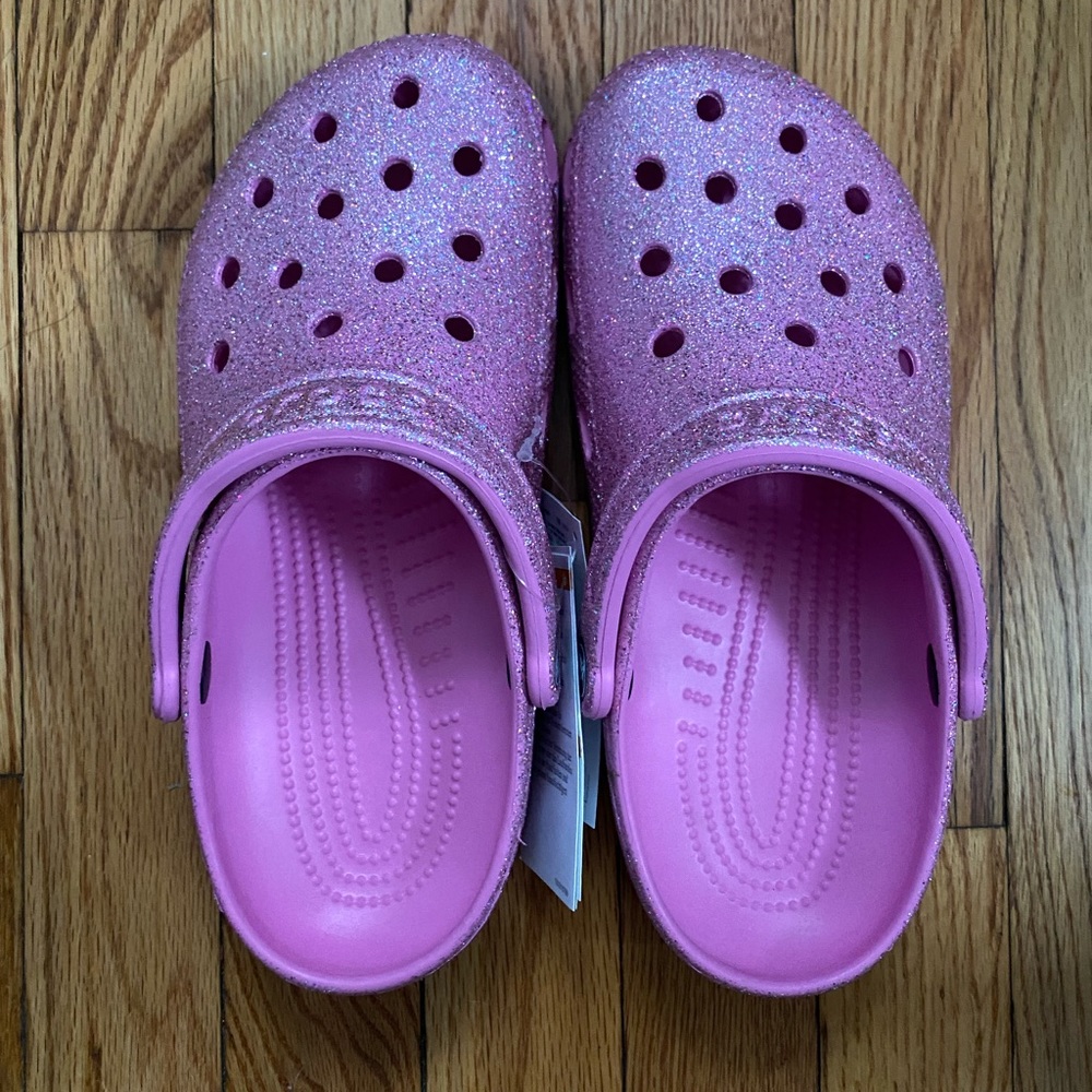 Pink Glitter Crocs | Size 7